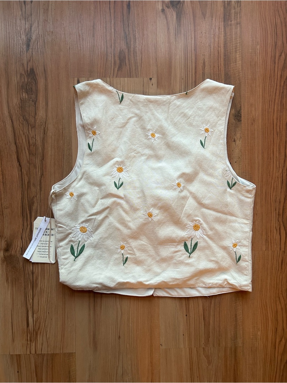 Midnight Sky Daisy Embroidered Tie Front Vest – Size L (NWT) 🌼 - Picture 5 of 6